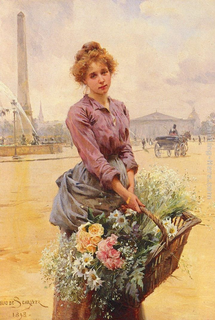 Louis Marie de Schryver La Marchande Des Fleurs, Place De La Concorde